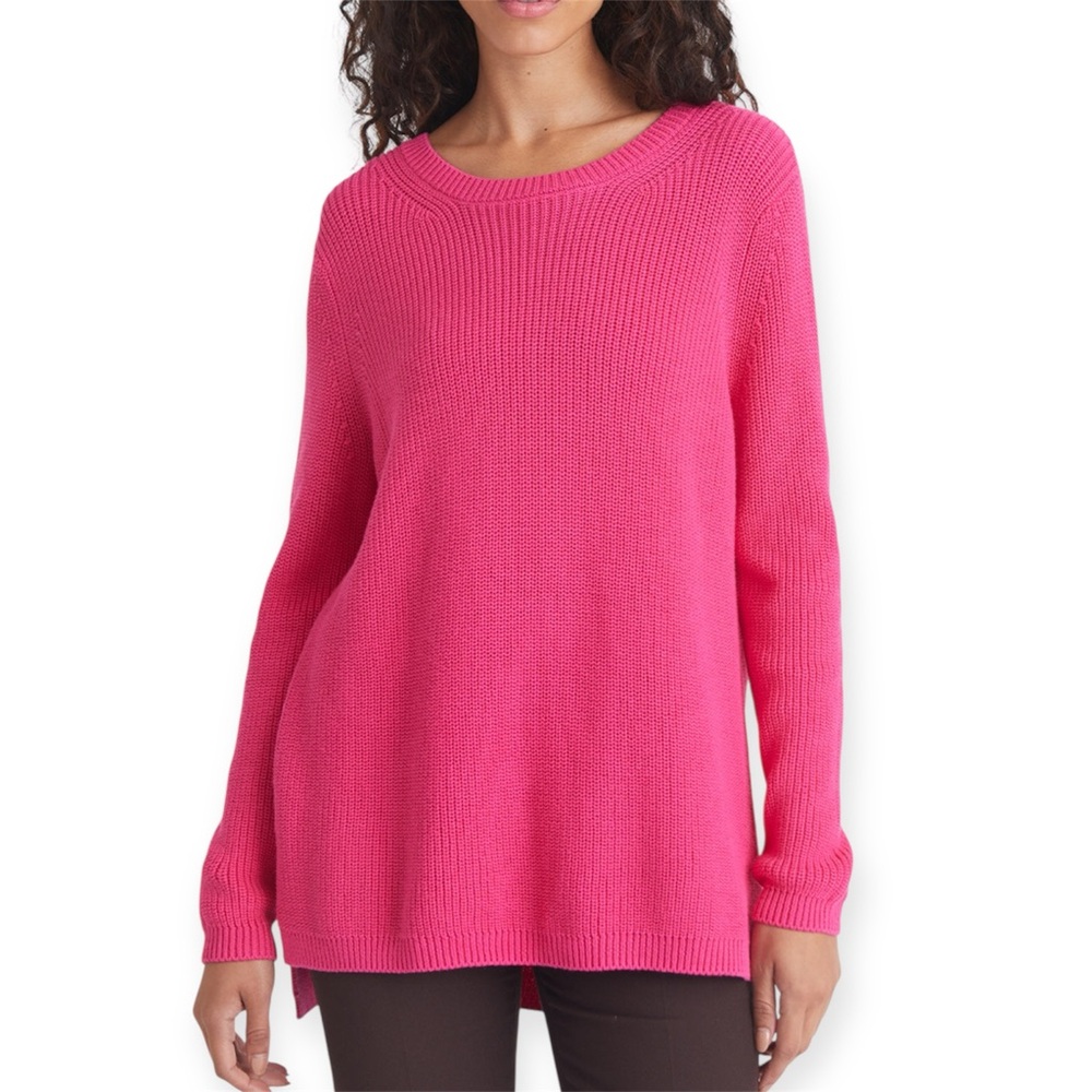 525 America Emma Shaker Stitch Crewneck Sweater Size Large 100% Cotton Oversized